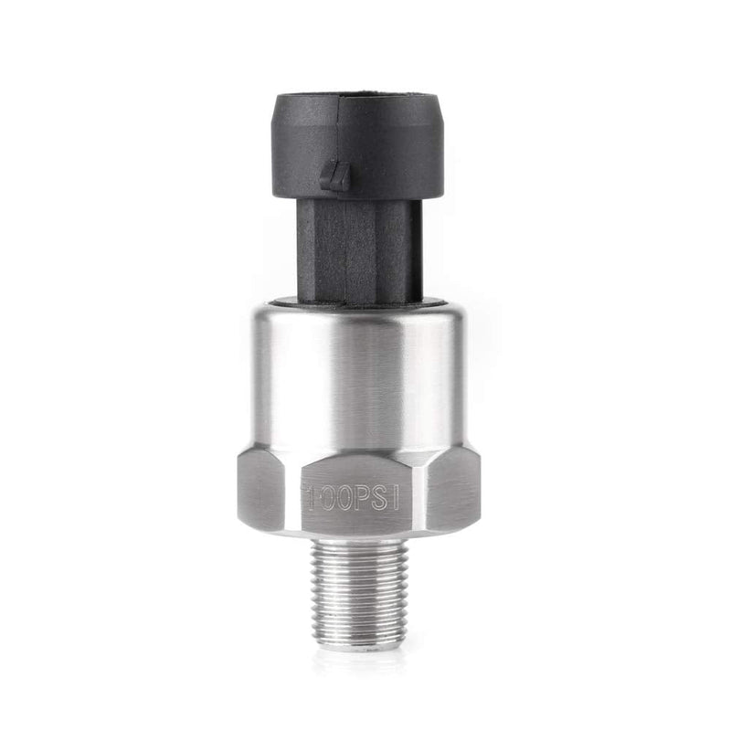 [Australia - AusPower] - 100 PSI Pressure Transducer Sender Sensor with Connector 1/8" NPT Thread Stainless Steel Pressure Transducer for Oil Fuel Air Water (100PSI) 