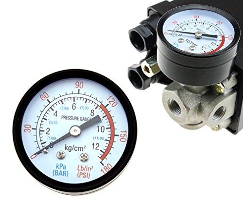 Air Compressor Pressure Switch 1/4" BSP 4 Port Manifold with Safety Valve & Blanking Plugs & Air Pressure Gauge