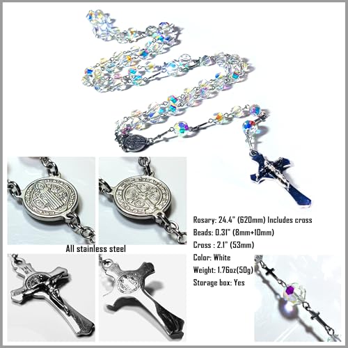 Premium Rosary Beads Chaplet Rotary Cutting Highly refractive Rhombus Artificial Crystal Glass Rosery Cross Catholic Gifts