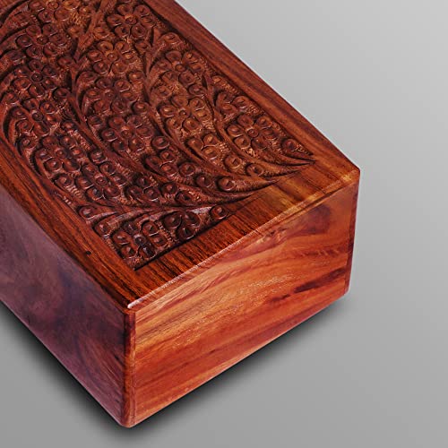 Wooden Urn Box for Human Ashes, Cremation Funeral Urns Box, Pet Memorial Urns, Cat Infant Adult Urn, Keepsake Burial Ash (Extra Small) All Over Flower X-Small