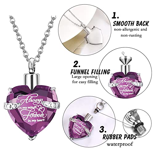 weikui 5 Pieces Cremation Urn Necklace Heart for Ashes Crystal Heart/Cross/Cylinder/Cubic Memorial Locket Stainless Steel Pendant Necklace for Women Men Keepsake 5 Piece Set - Blue
