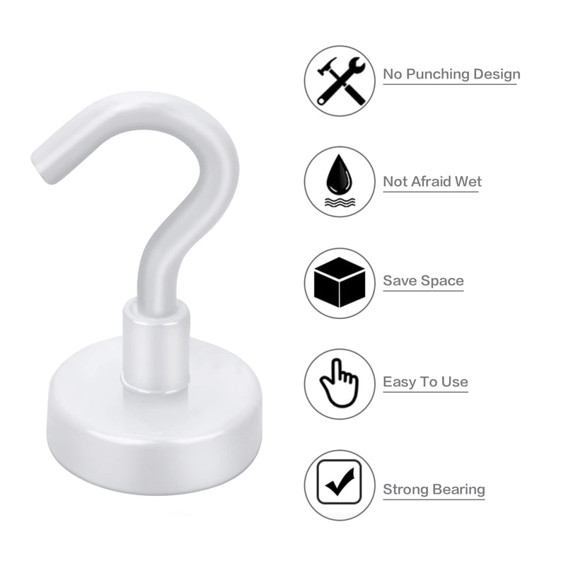 [Australia - AusPower] - E BAVITE Strong White Magnetic Hooks Heavy Duty, 25Lbs 10 Pack Rare Earth Magnets Hook for Refrigerator, Grill, Home, Kitchen, Office, Cruise 10P 