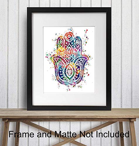 Hamsa Hand of Fatima Wall Art Print - 8x10 Unframed Yoga Studio Decor