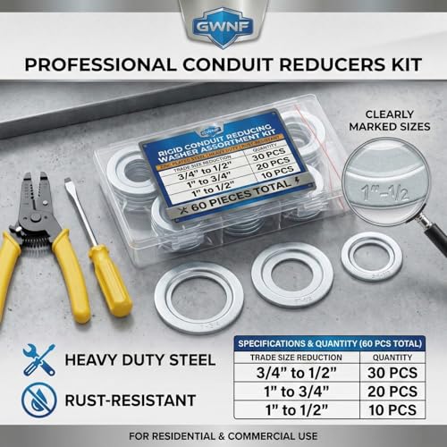 GWNF 60-piece rigid conduit reducing washer assortment kit with 3 sizes of flat washers
