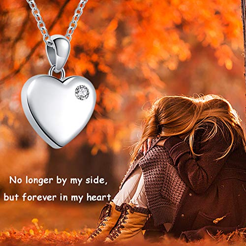 925 Sterling Silver Heart Urn Necklace for Ashes Memorial Keepsake Pendant