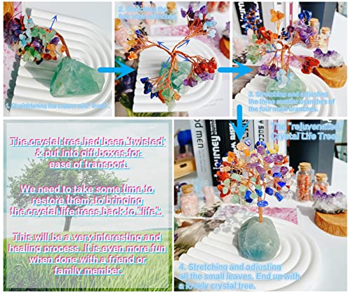 QINJIEJIE Opalite Healing Crystals Tree Decor Natural Stone Tree of Life Opal