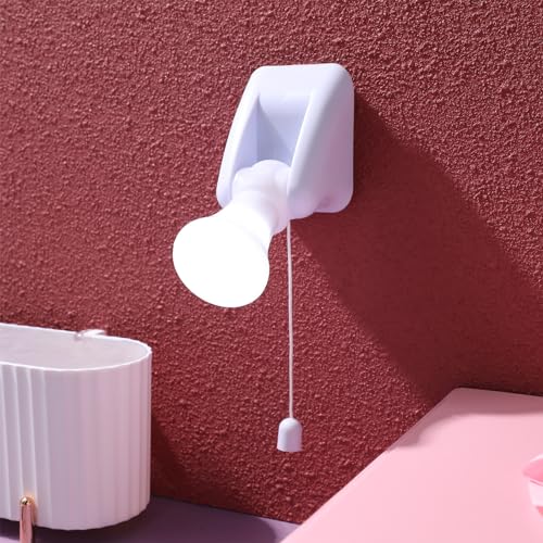 SOLUSTRE LED Lamp with Battery Portable Cabinet Lamp with 3 LEDs and Thread Pull Switch Self-Adhesive Wall Mount Soft Flicker-Free Light for Night Light Wall Cabinet