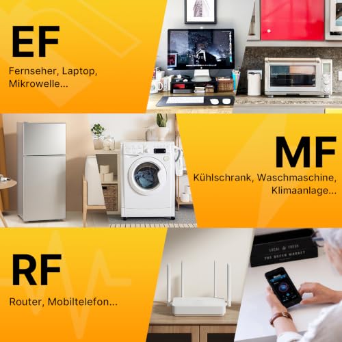 EMF Meter, 3-in-1 Electromagnetic Field Detector for EF, MF and RF Fields, Electromagnetic High Frequency Monitor, Portable Rechargeable Battery Reader for Microwave Ghost Hunting