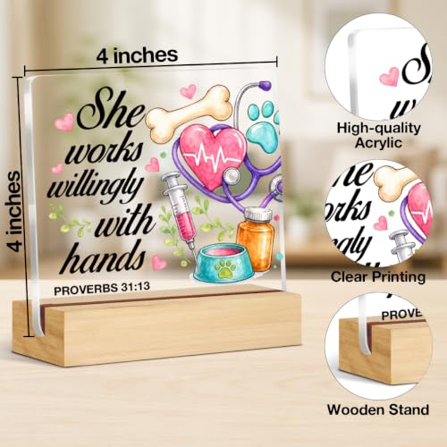 Vet Tech Gifts for Women Men, Christian Veterinary Acrylic Desk Sign Decor Veterinary-i