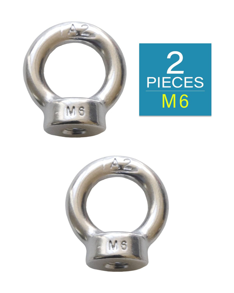 [Australia - AusPower] - M6 Eye Nuts - IMScrews 304 Stainless Steel Eye Nuts - Resilient Hardware for Home Repairs and Professional Projects Pack of 2 M6 