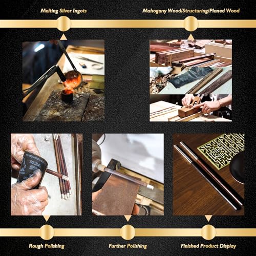 Handmade Rose Wood Chopsticks Sterling Silver Mahogany Luxury s999 Silver Chopstick High-Grade Non Slip Chinese Chopsticks with Hand-made Cloth Bag