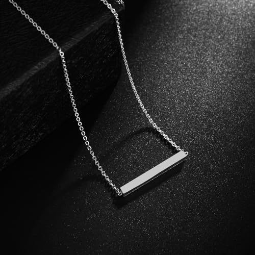Horizontal Bar Urn Necklaces for Ashes for Women Stainless Steel Keepsake Memorial Cremation Jewelry Ashes Necklace Pendant Silver