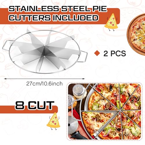2 Pieces Pie Cutter Cake Marker Round 10.6 Inches Diameter Stainless Steel Cake Cutter Slicer Rust Proof, Divider with Side Handle Press for Commercial Home(8 Slice) 2 8 Slice
