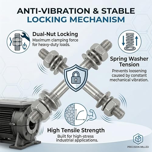 TEN-HIGH M10 x 150mm 304 stainless steel double-ended stud bolts with nuts and washers, 4-piece kit