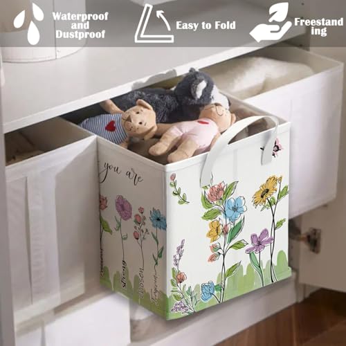 Runtoo Christian Bible Verse Floral Nursery Decor Baby Basket Religious Spiritual Inspirational Baby Shower Decorations Boys Gift Basket Toddler Toy Box Laundry Hamper Closet Storage Bins (Pack of 2) large (Pack of 2)