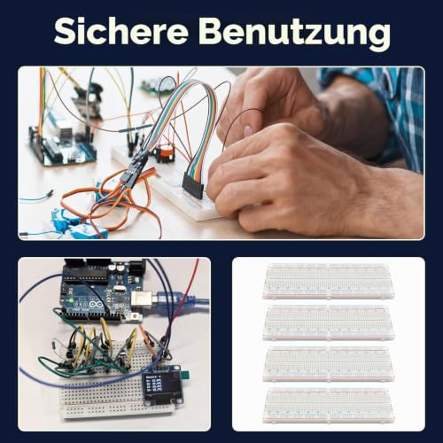 4 Pieces 830 Pin Breadboard Solderless Prototype PCB Board Kit, Solderless Breadboard 830 Points for Electronic Prototypes, Test Circuits and Arduino Proto Shield Distribution Connection Blocks