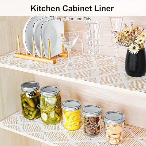 Drawer and Shelf Liner for Kitchen Cabinet Non-Adhesive 18in x 20FT Brown Stripes 17.5"W x 236"L
