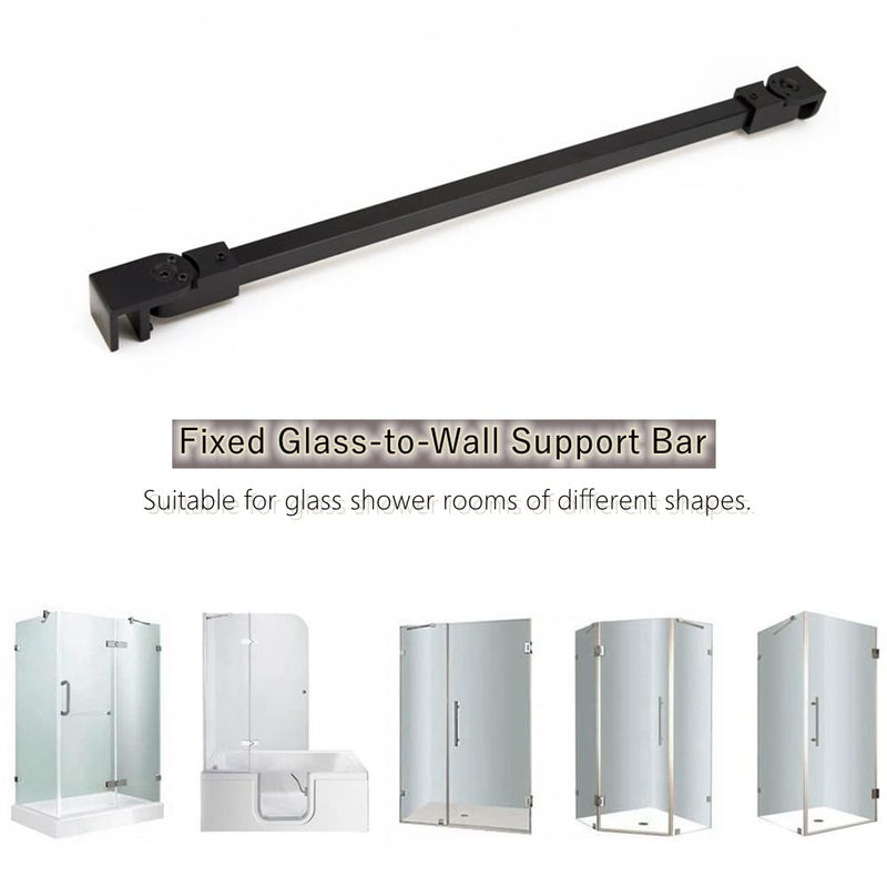 Matte Black Stainless Steel Wall-to-Glass Support Bar Support Arm for 1/4" 5/16" 3/8", or 6mm 8mm 10mm Glass for Fixed Frameless Shower Glass Panel (40cm) 40cm