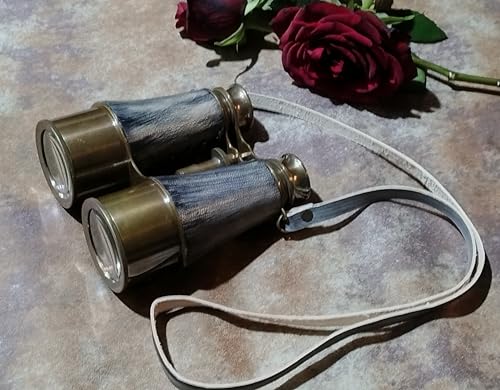 collectiblesBuy Antique Marine Victorian Binoculars Handmade Buffed Leather Cover Belt, 6 inches, Brass