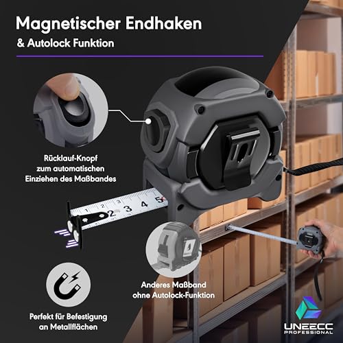 Premium Tape Measure 3 m | Auto Lock - Automatic Tape Lock | Tape Measure 3 m | Magnetic Hook | Tape Measure | Extremely Robust | Roll Tape Measure 1