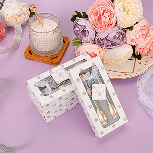 30Pack(60PCS) Rose Flower Shape Drinking&Coffee Spoon Teaspoons for Wedding Gift Tea Party Souvenir or Bridal Shower Favors for Guests with Individual Package