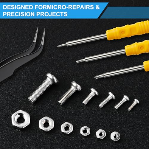 Steelflor 1020-piece micro screw assortment kit with M1-M2.5 stainless steel Phillips pan head screws, nuts and tools