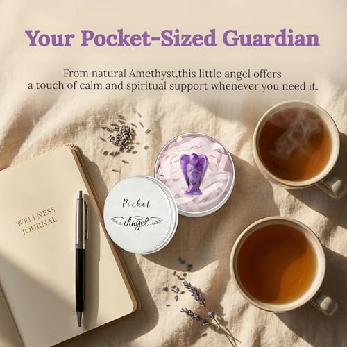 Amethyst Crystal Angel in Tin, Spiritual Gifts for Women, Guardian Angel Gifts, Healing Crystal Gifts, Crystal Ornaments, Chakra Crystals