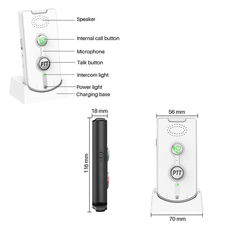 [Australia - AusPower] - 2Pcs Intercoms Wireless for Home Voice Bidirectional Caller Home Ultra Long Distance Portable Wireless Voice Interphone Elderly Caller Room to Room Communication Intercom Two Way Ringtone Call White 