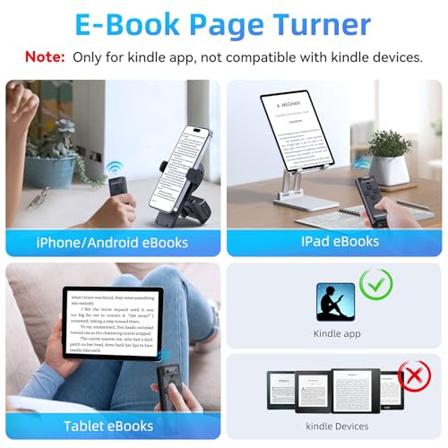 MILOUZ Remote Control Scrolling for Tiktok with Phone Stand,Page Turner for Kindle App E-Book,Bluetooth Camera Shutter Remote for iPhone, Android,iOS,iPad,Tablet (Black) Black