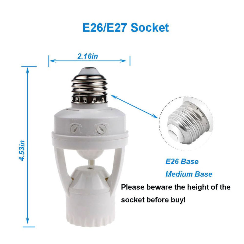 [Australia - AusPower] - 2pcs Motion Activated Light Sockets, E26/E27 Screw in Add on/off Motion Sensor Sockets for Existing Lights, Dusk and Dawn Auto Motion Sensor Light Sockets Indoor for Porch Garage Basement 2 