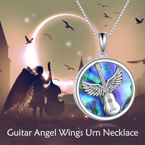 YFN Guitar Urn Necklaces for Ashes for Women Sterling Silver Abalone Shell Cremation Necklace Jewelry for Loved Ones urn 3