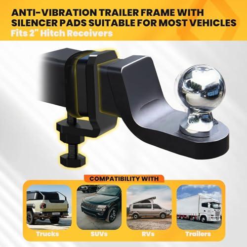 Joytrace 2-inch anti-rattle trailer hitch clamp, three-point hitch accessory for reducing hitch movement