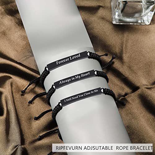 RIPFEVURN 4 Pack Cremation Jewelry Urn Bracelet for Ashes for Women Men Adjustable Memorial Keepsake Bangle Rope Braided Bracelet Black-4pcs