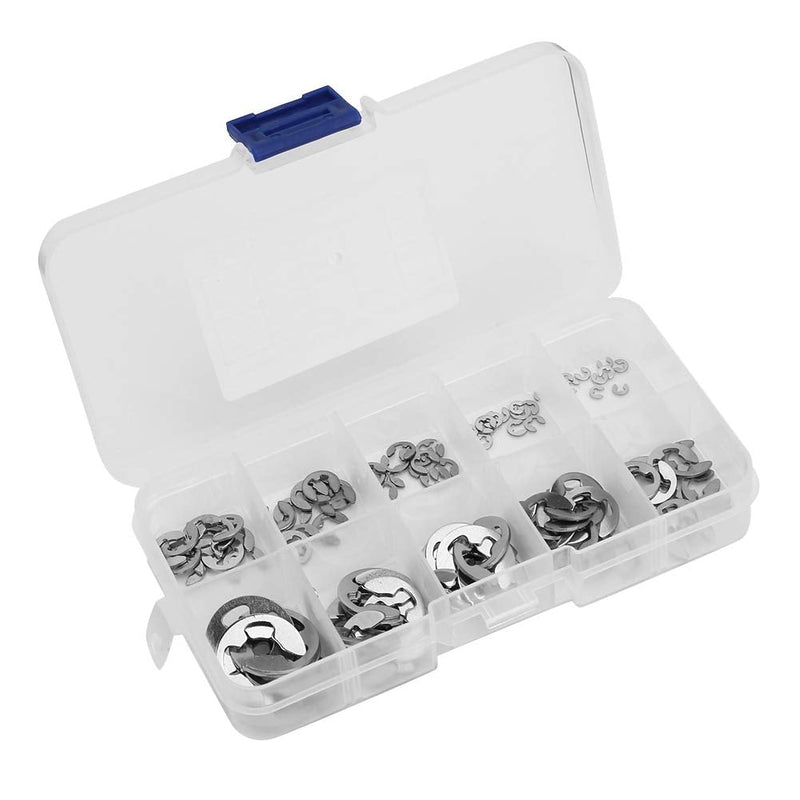 [Australia - AusPower] - EClip Retaining Washers, Circlip Kit Resistance and Oil Resistance Many Models 304 Stainless Steel Silver for Shaft Groove of Machine 