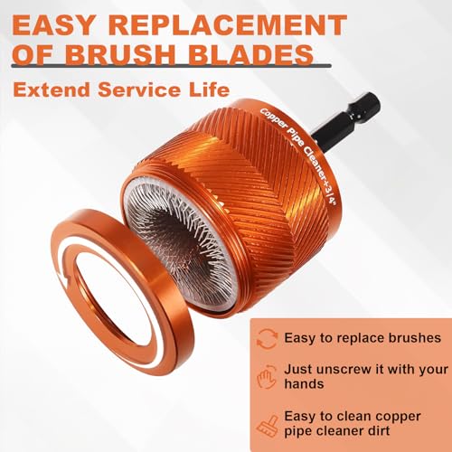 2 PCS Copper Pipe Cleaner Metal Pipe Cleaning Brush Set, 15mm & 22mm – Durable Efficient Versatile Rust & Paint Stain Removal Tool for Drill, Plumbing & DIY Projects
