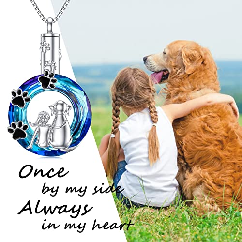 Dog/Cat and Girl Jewelry Sterling Silver 925 Women's Cat Dog Necklace/Urn Necklaces, Pet Cremation Jewelry Necklace Gifts for Women Girls Women Dog Urn