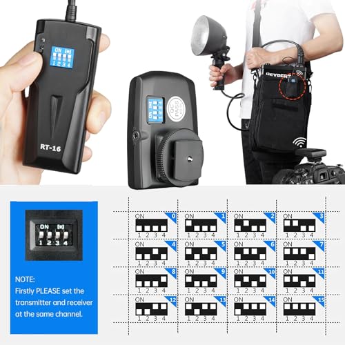 Godox RT-16 Wireless Flash Trigger Kit,2 in 1 Transmitter with Receiver for Studio Strobe Flash Photography,433MHz 16 Channels Trigger Compatible with Canon Nikon Sony Fujifilm Olympus Pentax Camera