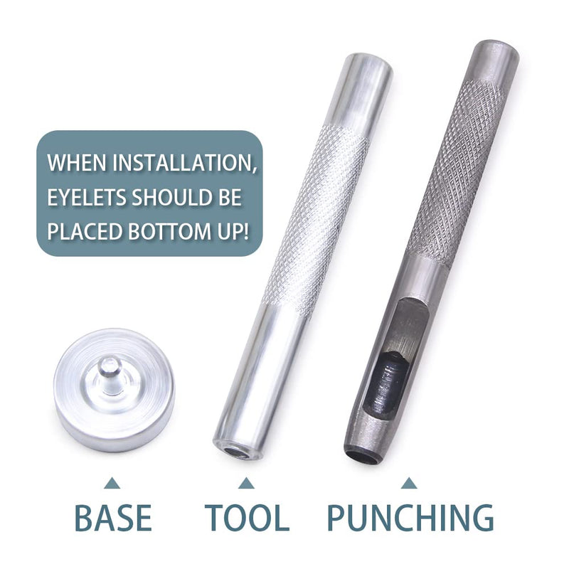 SEMINI Grommet Kit 800 Sets 6mm Gronmets Eyelets with 3 Pieces Install Tool Kit, 4 Colors 400# Inner 6mm