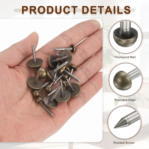 uxcell 16mm solid brass upholstery tacks, bronze decorative nails for sofa, furniture, leather crafts, and wood boxes