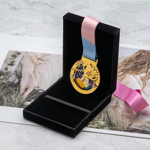 COWFEX 3-piece velvet jewelry box set with single medal display and storage compartments for organizing medals and jewelry.