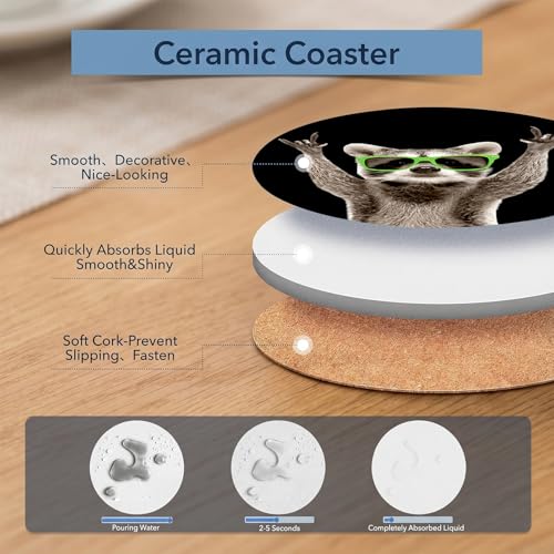 Cross Ceramic Coasters of 2 with Cork Backing Absorbent Cup Coaster Cross