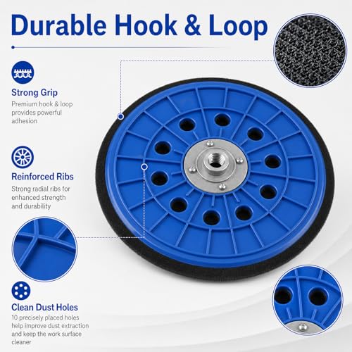 1 Piece Sanding Disc, 215 mm Diameter, Sanding Disc with M14 Thread, Sanding Plate with 10 Dust Holes, Made of Durable Polypropylene, for Wall and Ceiling Sanding in Construction