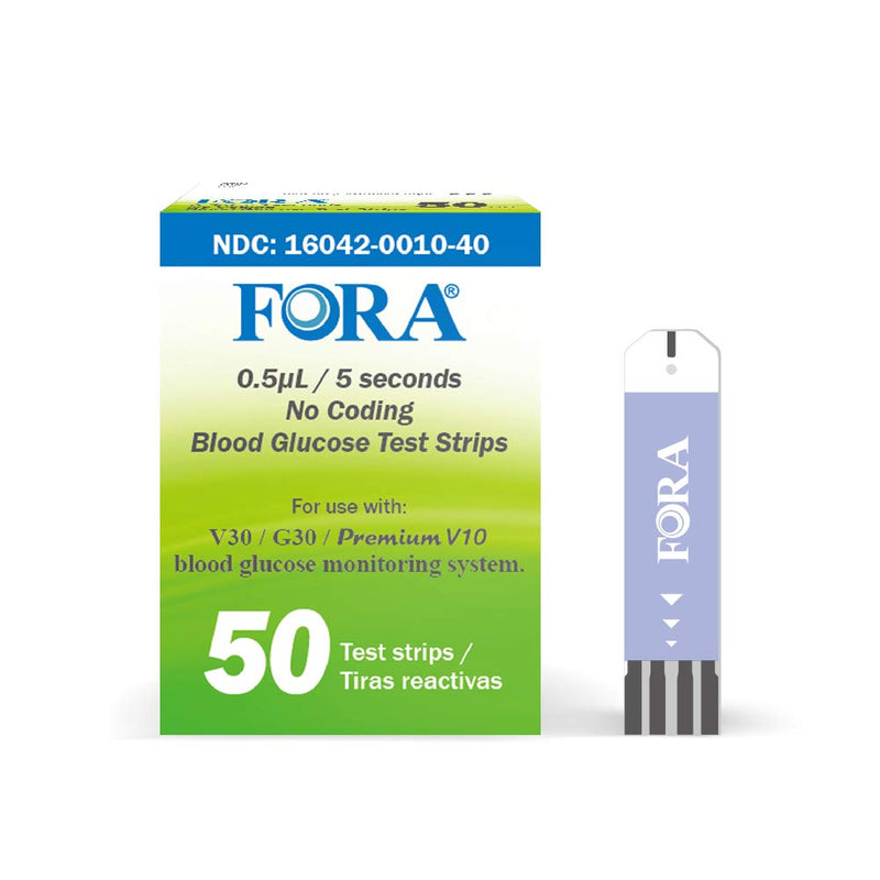 [Australia - AusPower] - FORA V30 G30 Premium V10 Blood Glucose Test Strips - 50count, Precise Blood Sugar Measurement for Diabetes and Your Diabetic Diet 