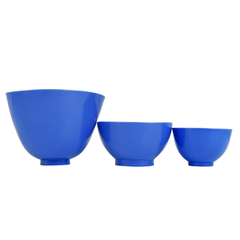 3 flexible rubber mixing bowls, gum plastic spatulas for alginate and plaster materials.