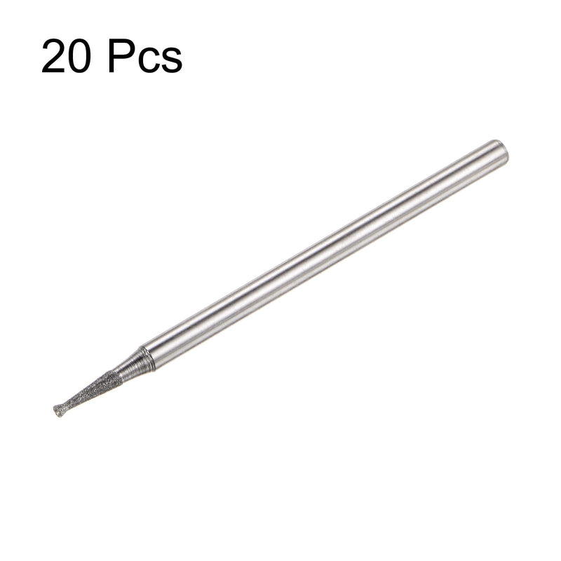 [Australia - AusPower] - 20pcs Diamond Grinding Head 1mm Dia 3/32" Shank Carving Drill Bits Spherical Head Rotary Tool for Grinding, Polishing, Engraving Jade, Jewelry, Stone, Ceramic 