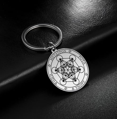 Metatron Cube Necklace for Men Sacred Geometry Pendant Seals of Archangel Angel Saint Michael Statement Keychain Spiritual Protection Talisman Religiou Jewelry Archangel Silver 2
