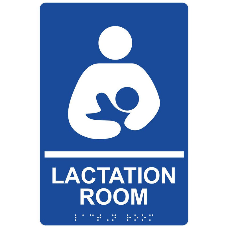 ComplianceSigns.com Lactation Room Sign, ADA-Compliant Braille and Raised Letters, 9x6 inch Blue Acrylic with Adhesive Mounting Strips