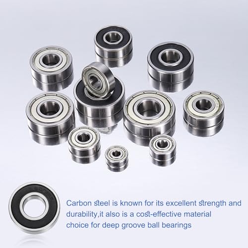 sourcing map 10pcs 6001RS Deep Groove Ball Bearings 12x28x8mmmm High Carbon Steel Double Sealed Bearings for Electric Motor, Home Appliances, Garden Machinery, Silver Tone 11 x 28 x 7mm 10