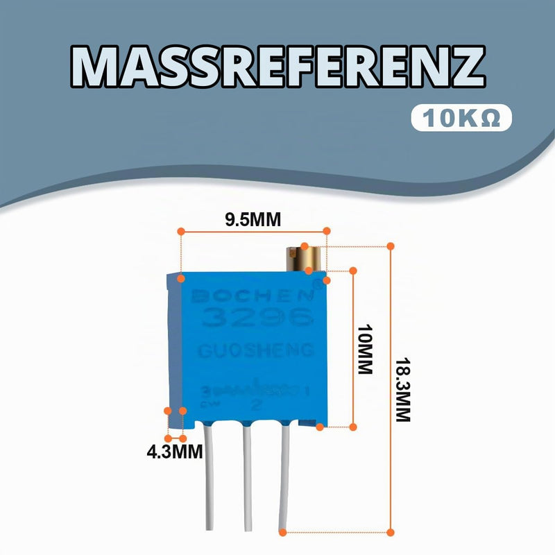 Pack of 20 10K Ohm Multiturn Trimmer Potentiometer Blue Adjustable Variable Resistance
