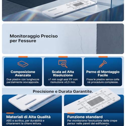 Crack Monitor, Precise ABS Acrylic Standard Crack Gauge Monitor, Multifunctional Portable Crack Monitor, Practical Measuring Tool for Corners
